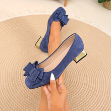 Silvie – Elegante Pumps Mit Schleife Und Niedrigem Blockabsatz – Blau
