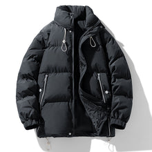 John - Herren Winterjacke aus Baumwolle mit Stehkragen – Warm und gefüttert, in Übergröße – Schwarz