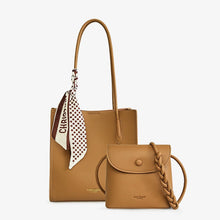 Damen Shopper Tasche aus strukturiertem Lackleder mit Crossbody Tasche - Renata – Braun