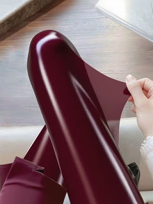 Bekah – Hochglänzende Stretch Strumpfhose Mit Fußteil – Weinrot