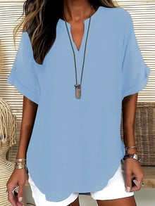 Xalina - Bluse mit weicher Haptik und Ausschnitt-Detail – Hellwäsche