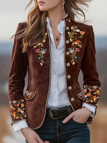 Anisaa – Elegante Jacke Mit Stehkragen – Weinrot