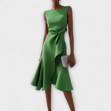 Olga | Asymmetrisch Ärmellos Midikleid – Grün