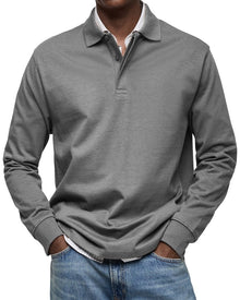 Felix | Luxus Langarm-Poloshirt – Grau