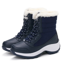 Wasserdichte Damen-Winterstiefel mit Kunstfellfutter – Warm, Rutschfest und Robust für kalte Tage – Mineralblau