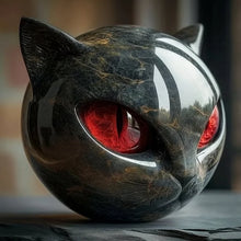 NyxCharm – Skulptur Einer Mystischen Schwarzen Katze – Rot