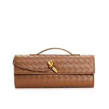 Geflochtene Damen Clutch aus Echtleder – Elegant & Vielseitig – Karamell