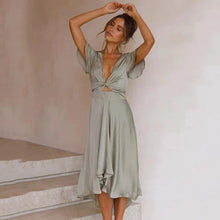 Lunessa | Fließendes Vintage-Kleid – Olive Grün