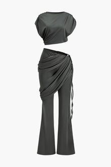 Sasha | Elegantes Zweiteiler-Set mit drapierten Details – Dunkelgrau