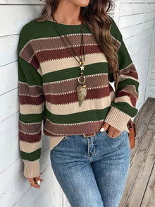 Fadina – Langärmeliger Strickpullover – Olivgrün