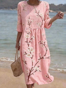 Luna | Lässiges Kleid mit Ellenbogenärmeln – Rosa