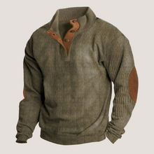 Gerippter Pullover für Männer mit Wildleder-Ellbogen-Patches – Grün