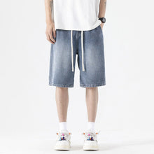Gewaschene Denim-Shorts für Männer mit Baggy-Style - Matias – Blau