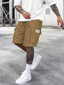 Herren Kordelzug mit Taschen Kurze Hosen – Kaffee