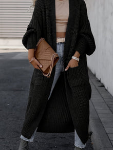 Lässiger Strickcardigan mit Taschen aus Wolle für Damen | Perfekt für Alltag – Schwarz