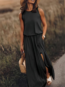 Edna - Schlichtes Boho Maxikleid aus Modal in verschiedenen Farben – Schwarz