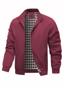 Charith - Lässige Langarm Jacke Mit Reißverschluss – Rot