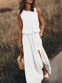 Zayna - Maxi Kleid - Einfaches Modal Boho Kleid in verschiedenen Farben – Weiß