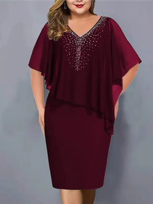 Amelie – Chiffon-kleid MIT V-ausschnitt Und Strassverzierung – Burgunderrot
