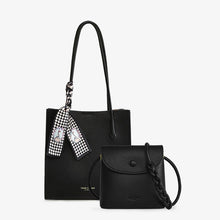 Damen Shopper Tasche aus strukturiertem Lackleder mit Crossbody Tasche - Renata – Schwarz