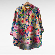 Olivia | Oversized Leinen-Bluse – Print 3