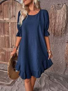 Jelani | Kleid mit Puffärmeln – Marineblau