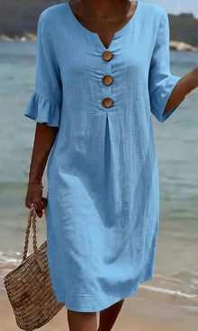 Jonquil - Freizeitkleid mit Knopfleiste vorn – Blau