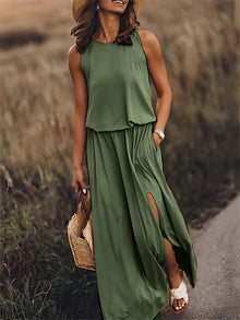 Zayna - Maxi Kleid - Einfaches Modal Boho Kleid in verschiedenen Farben – Grün