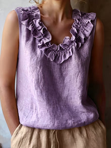 Safiya – Ärmellose Bluse MIT Rüschen Am Ausschnitt – Purple