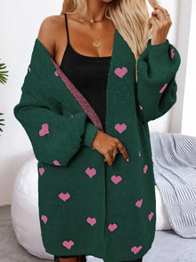 Lässige Herzmuster Strickjacke Für Damen | Perfekt für lässige Tage – Grün