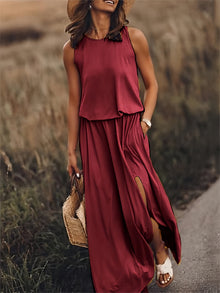Zayna - Maxi Kleid - Einfaches Modal Boho Kleid in verschiedenen Farben – Rot