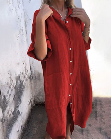 Melanie™ | Lässiges, knöchellanges Hemdkleid im Ibiza-Stil – Rot
