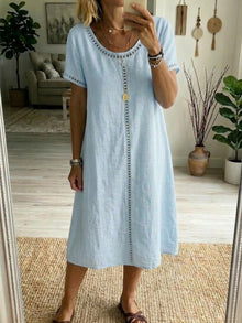 Josslyn - Kurzärmeliges Midikleid – Hellblau