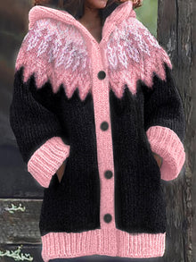 Gulnur - Eleganter Winter Pullover Mit Kapuze Und Langen Ärmeln – Rosa
