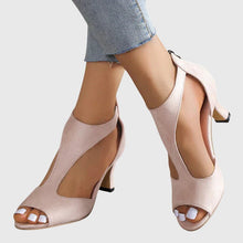 Jana | Damen Cut-Out Peep-Toe Absatz Sandalen – Rosa
