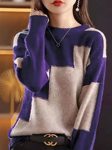 Marvelle – Langarm Pullover Mit Rundhalsausschnitt Und Farbblöcken – Lila