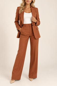 Danyela – Set Aus Blazer Und Hose Mit Geradem Bein – Braun