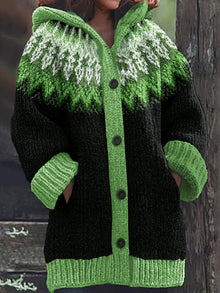Gulnur - Eleganter Winter Pullover Mit Kapuze Und Langen Ärmeln – Grün