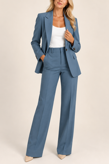 Danyela – Set Aus Blazer Und Hose Mit Geradem Bein – Blau