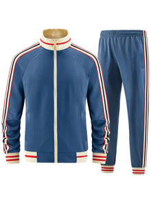 Lässiger stilvoller sportlicher Trainingsanzug Set für Herren | Ideal für Outdoor-Aktivitäten – Blau