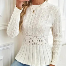 Bellie - Grob Gestrickter Pullover Mit Rundhalsausschnitt – Weiß