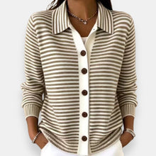 Kerana - Gestreifter Strickcardigan Mit Knöpfen – Braun