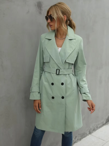 Andrea | Damenmode Doppelreihiger Trenchcoat – Grün