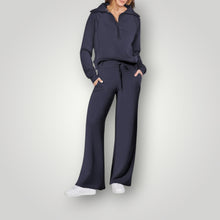 Amelia | Weites Bein Lounge Zweiteiliges Set – Dunkelblau