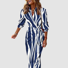 Cecilia™ Schickes Gestreiftes Kleid – Dunkelblau & Weiß