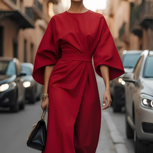 Lauriane - Stilvolles Damenkleid mit Laternenärmeln – Rot