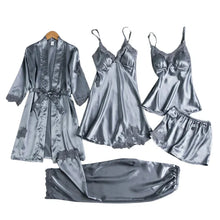Audrey - 5 Teiliges Satin Set – Grau
