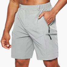 Herren Cargo Shorts mit Reißverschlusstaschen und Ripstop-Gewebe – Grau