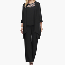 Dreiteiliges formelles Set für Frauen - elegante Kombination – Schwarz