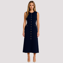 Jorja - Elegantes Midikleid mit Knöpfen – Blau